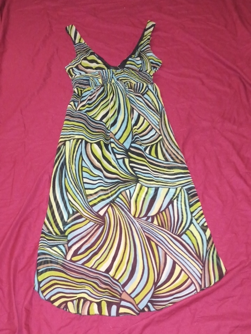 Jessica Taylor Multi-Color Sundress High Low Woman's L Spring Summer Party - Picture 10 of 11